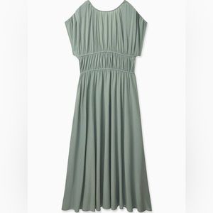COS Gathered Maxi Dress - Dark Green/100% Cotton